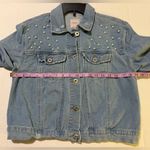 Candie's ’s Women Y2K Vintage Lite Wash Denim Jean Jacket w Pearl Embellishment Photo 7
