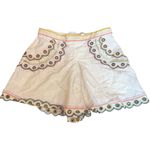 Zimmermann  Size 2 Peggy‎ Linen Shorts White Colorful Embroidered Accent Coastal Photo 6