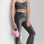 Wild Fable Womens XXL Solid- colored lurex glitter flare high rise pants Set Photo 2