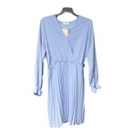 NWT Women's Wrap V‎ Neck Short Dress Pleated Tie Waist Long Puff Sleeve Green Size L Photo 7