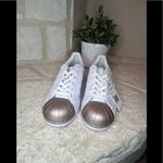 Adidas Original superstar white on white rose gold steel toe sneakers sz 6 Photo 1