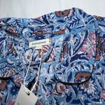NWT Pomegranate Blue Floral Shifty Shirt Dress Cotton Maxi Belt Button Size XL Photo 4