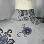 Peck & Peck  Open Front Blazer Jacket L Gray Paisley Floral‎ Button Career Boho Photo 10