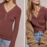 Anthropologie Moth Womens Outpost Henley Sweater Ribbed Flare Long Sleeve Small Photo 1