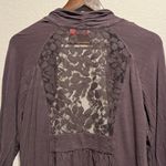 Elle Purple Gray Lace Back Open Front Cardigan Size XL Lightweight Long Sleeve Photo 6