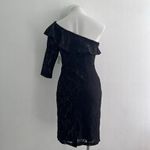 Nordstrom NWT One Shoulder Sheath Dress Black Metallic Ruffle Party Photo 11