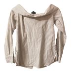 Bardot  WOMENS PINSTRIPE OFF SHOULDER PEASANT BLOUSE Photo 1