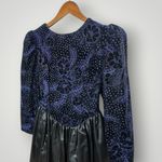 Gunne Sax VTG  Jessica McClintock Blue Velvet Black Taffeta Party Dress‎ Size 8 Photo 4