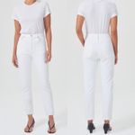 AGOLDE  Riley High Rise Straight Crop in‎ Sour Cream Size 30 Slim Stretch Raw Hem Photo 1