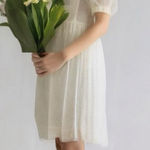 Vintage Modest Dress Tanner Cream • 50s • 1950s shirt dress vintage wedding Size 8 Photo 0