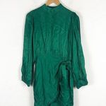 ZARA  Green Satin Mock Neck Faux Wrap Mini Dress Small Long Sleeve 1165/259 Photo 3