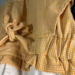 &merci &Merci‎ Gingham Paperbag Waist Tie Romper Size M Yellow White Button Front Photo 6