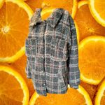 Democracy  Plaid Fuzzy Fleece Lined Shirt Jacket Womens Medium  Button Up Photo 6
