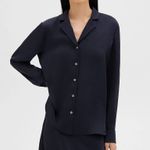 Burberry  London Women’s Navy Blue Viscose Button Down Shirt‎ Size 16 (48) Photo 7