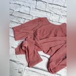 J.O.A. Chriselle SALE red stripe tie long sleeve v back blouse size small Photo 6