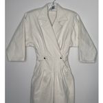 Vintage Venezia Sportswear White Denim Jumpsuit 80s Power Suit Cinched Waist XXS Photo 2