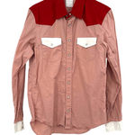 Sandro  Size Small Long Sleeve Button Up Blouse Top Shirt Pink Red White‎ Western Photo 0