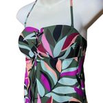 Hula Honey  Size M Olive‎ Multi Hyper Tropics Printed Tankini Swim Top Photo 2