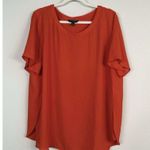 Banana Republic Women’s Lightweight Orange Red Crepe Ruffle Top Size XL Crewneck Photo 7