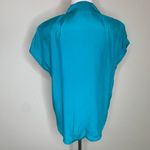 Vintage Rayon Teal Blouse Sz Small 80s Short Sleeves Green Photo 1
