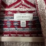 Lucky Brand Womens Sz M Knit Cardigan Sweater Beige Red Open Aztec Tribal Soft Photo 5