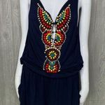 Nanette Lepore  Beach House Beaded Romper cover up Indigo swimwear vacation large Photo 3