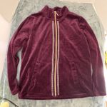 Onque Casuals Burgundy Velour Full Zip Jacket With Rhinestone Accents Women’s L Size L Photo 8