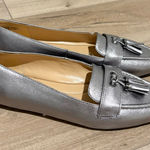 Talbots FRANCESCA TASSELED METALLIC LEATHER DRIVING FLATS SILVER 9 Photo 0
