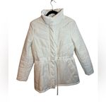 White House | Black Market Nwt  White Floral Lace Chevron Puffer Jacket Photo 4