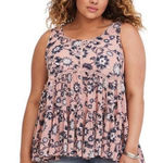 Torrid  Plus Size 3X Top Pink Floral Lace-Up Chiffon Tank Swing Oversized‎ 993 Photo 0