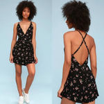 Free People Tango at Night Black Floral Print Wrap Romper Size 2 Photo 1