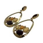Vintage Gold Tone Teardrop Earrings with Multi Photo 0