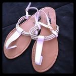 Rue 21  Silver / White Strappy Summer Sandals | Flats Photo 1