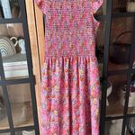 MELLODAY  floral midi dress ditsy colorful print smocked ruffle sleeve flutter Photo 0