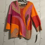 Coldwater Creek  V-Neck Sweater in Pink, Orange, and Red Photo 3