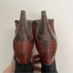 Frye Mikaela Boots Leather Heels Stretch Panels Zipper Closure Brown Black Photo 11