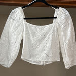 Socialite  White Eyelet Blouse, Medium Photo 0