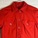 CAbi Woman’s Coral Lobster Taylor Utility Ruffle Back Button Jacket Size Small Photo 1