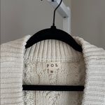 POL  Boho Quilted Cable Knit Oversized Cardigan Cream & Olive Sweater Jacket Sz M Photo 5