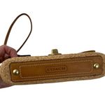 Coach Straw Summertime Clutch Wristlet Bag Natural Leather Trim Turnlock Coastal Photo 4