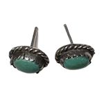 Vintage Sterling Silver Natural Turquoise Post Earrings Photo 2