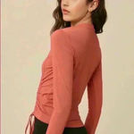 Listicle Ribbed Ruched Top Photo 3