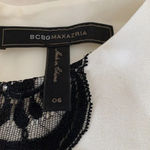 BCBGMAXAZRIA Women’s BCBG Maxazaria white sleeveless dress with black lace Size 6 Photo 3