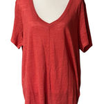 Tahari   100% Linen Top Orange Short Sleeve V-Neck Sz 1X NWT Photo 0