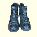 UGG  Lakes & Lights Black Leather Fur Sneaker Shoes EUC Photo 4