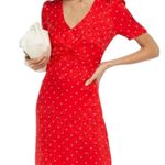 Maje Womens Red Ripia Twist-Front Polka-Dot Floral Jacquard Mini Dress Sz Small Photo 10