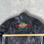 Vintage Women's Leather Biker Jacket Sz 44 (Large) Harley/Biketober Patches Moto Black Photo 5