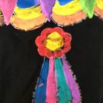 Vintage 90s T Jehnsen Inc Black Hand Painted Mexican Style Top Sequins Rainbow L Size L Photo 5