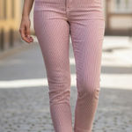 Loft 12 Skinny Striped Crop Jean Red White Frayed Hem Preppy Office Coastal Chic Photo 0