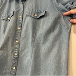 LL Bean Women’s XL Denim Short Sleeve Button Up Shirt Western Y2K 90s Workwear Blue Photo 2